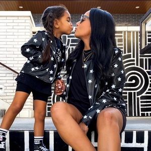 Star faux leather jacket